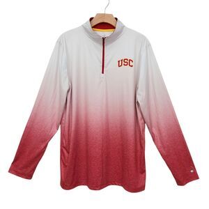 Cardinal USC Trojans Windshirt Colosseum Mens Large White  1/4 Zip Athletic